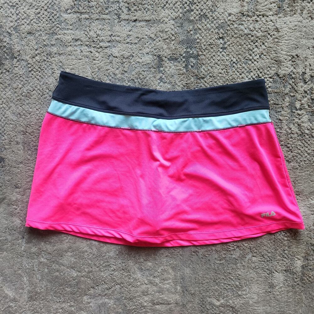 FILA Skort Women's XXL Pink Black Sport Athletic Active Skirt Shorts Zip Pocket